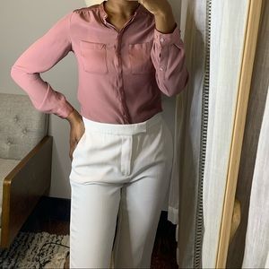 H&M Blush Pink Silk Work Button-Down Blouse